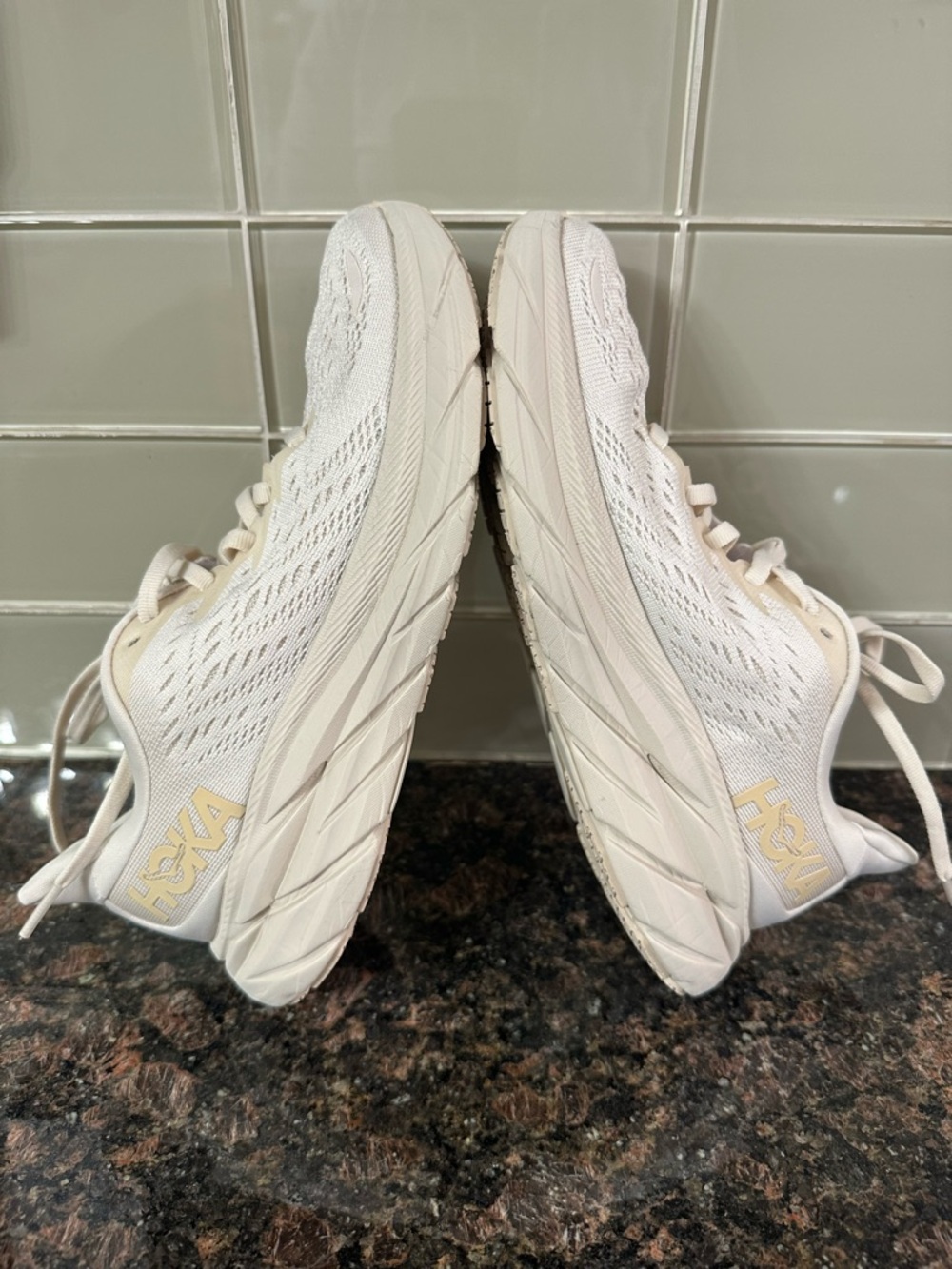 Hoka Women's Cream/White Running Sneakers Women’s 5 - Picture 9 of 10